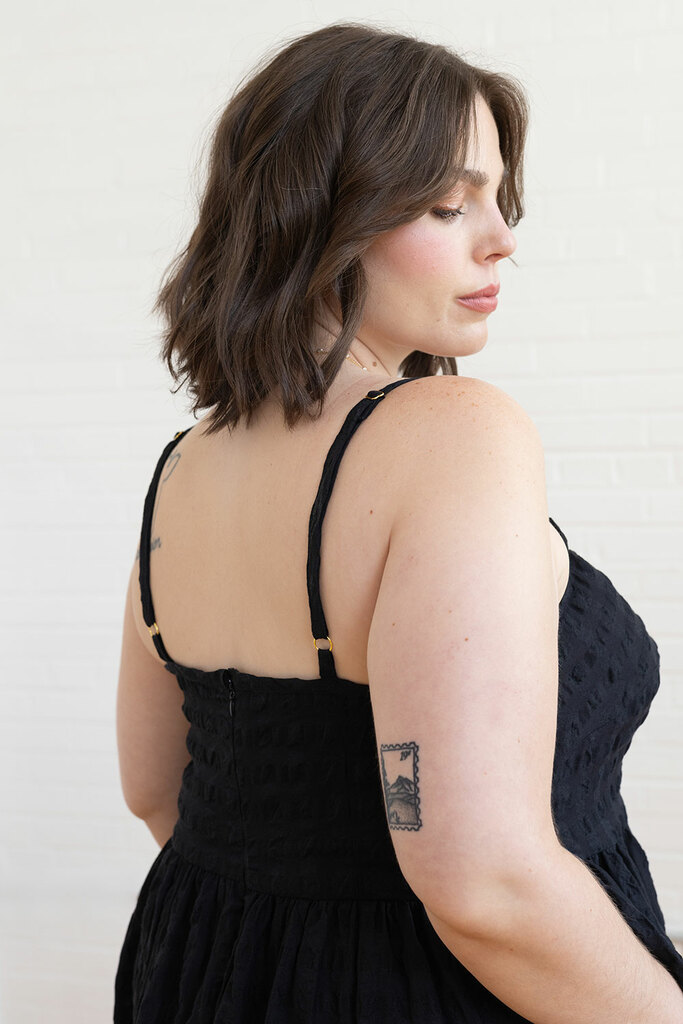 black Mora dress from behind