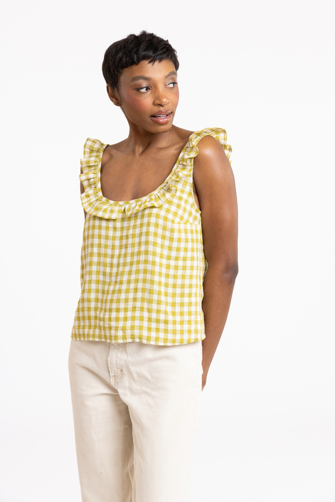 woman modeling Fifer top