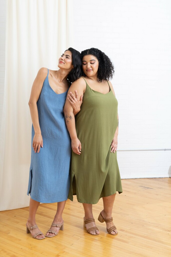 woman modeling Ash slip dress