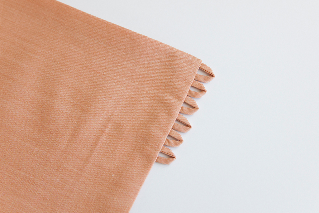 finished rouleau button loops