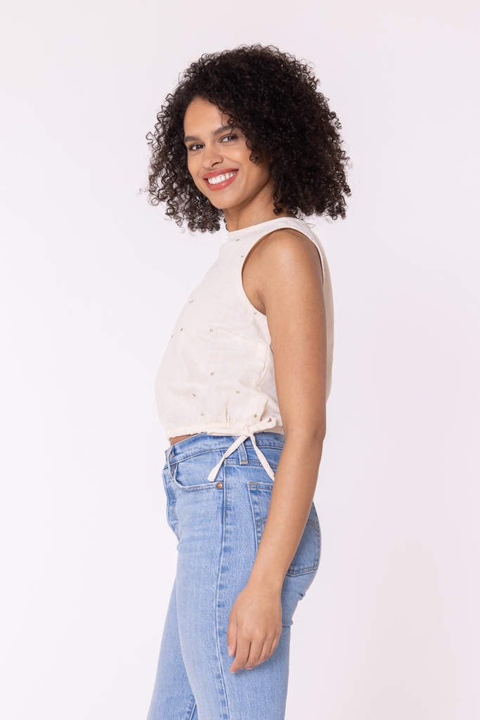 woman modeling Riley crop top