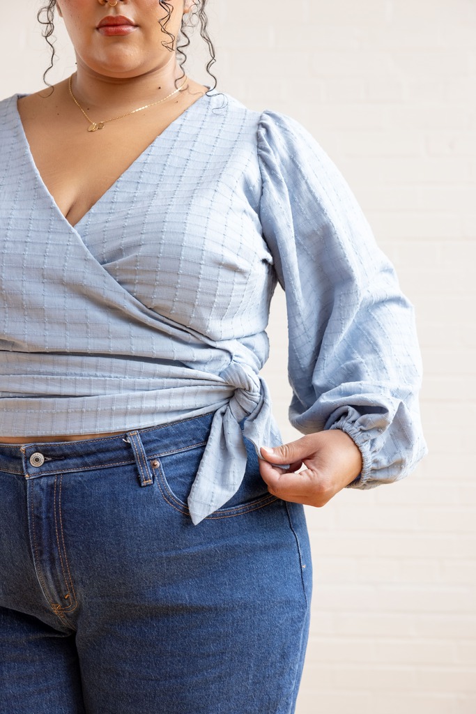 Blue idra top wrap detail