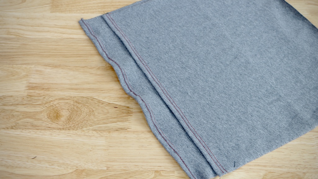 Close-up comparison showing difference between hem sewn with and without Wonder Tape and walking foot