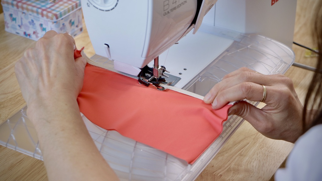 internal elastic being sewn into swimwear