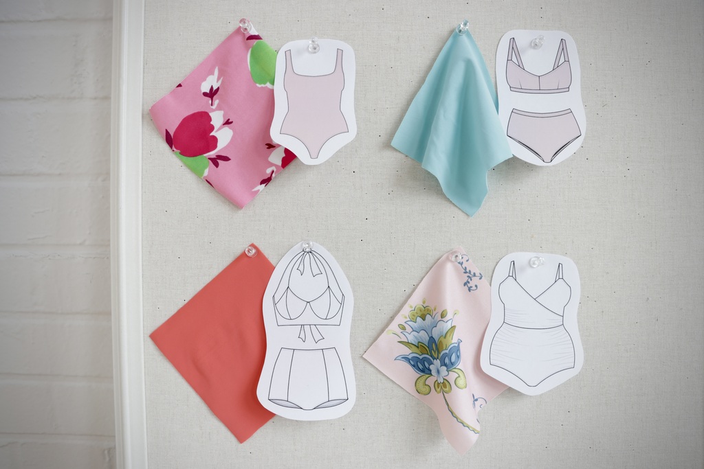 bikini materials and sketches