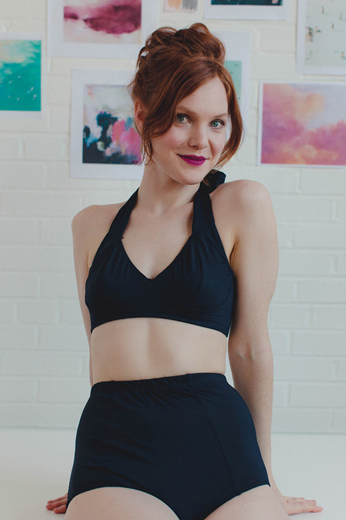 Woman modeling Reno swimsuit