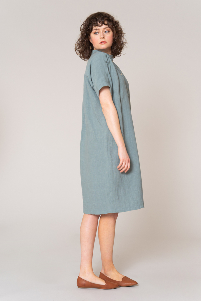 Woman wearing Jo dress back