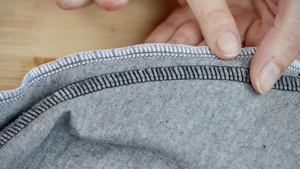 Comparison of regular polyester thread vs wooly nylon thread texture