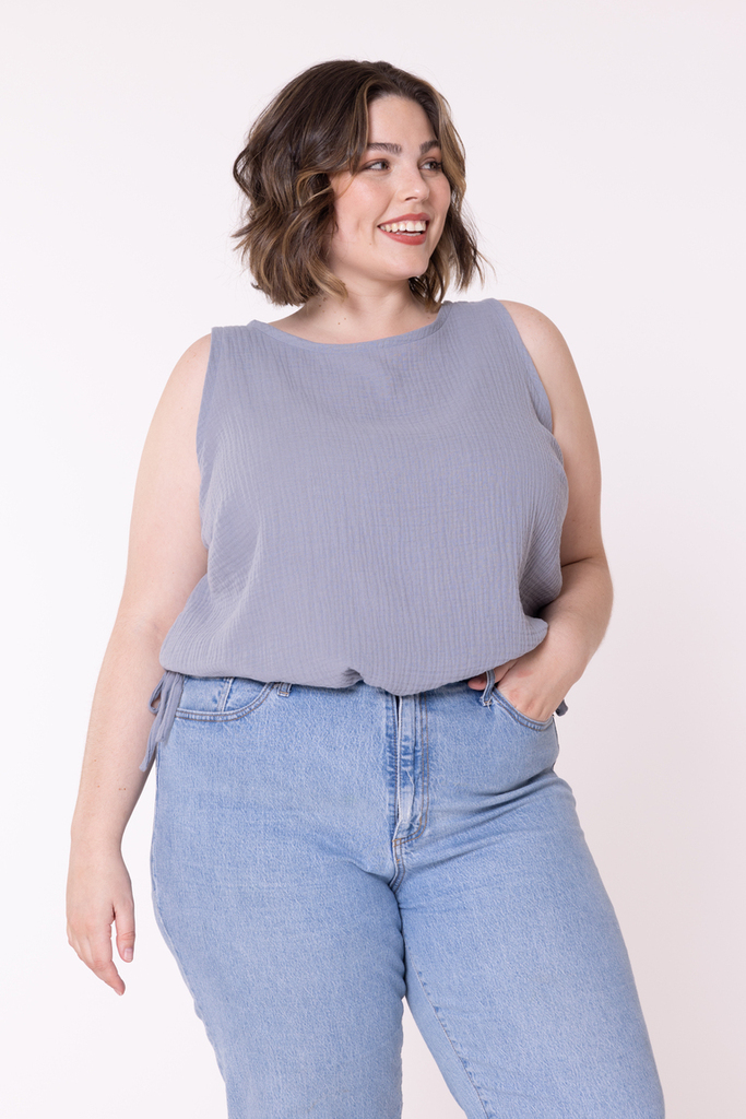 woman modeling Riley crop top