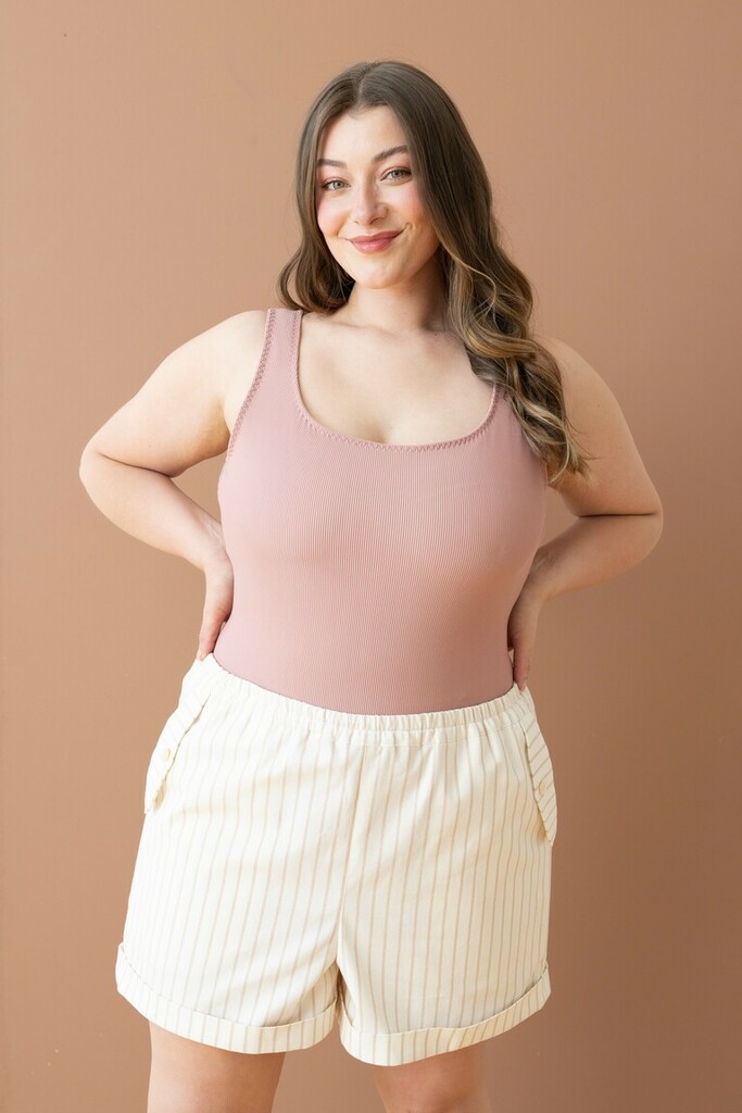 woman modeling Kirby shorts